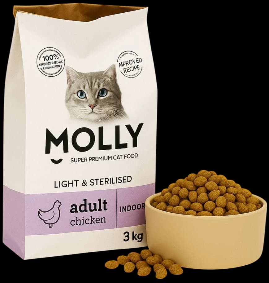 Molly Open Bag For Indoor Light & Sterilised With Chicken Flavour - 3kg