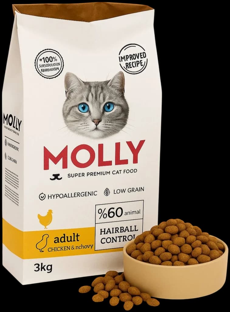 Molly Open Bag For Hairball Control With Chicken & Anchovy Flavour - 3kg