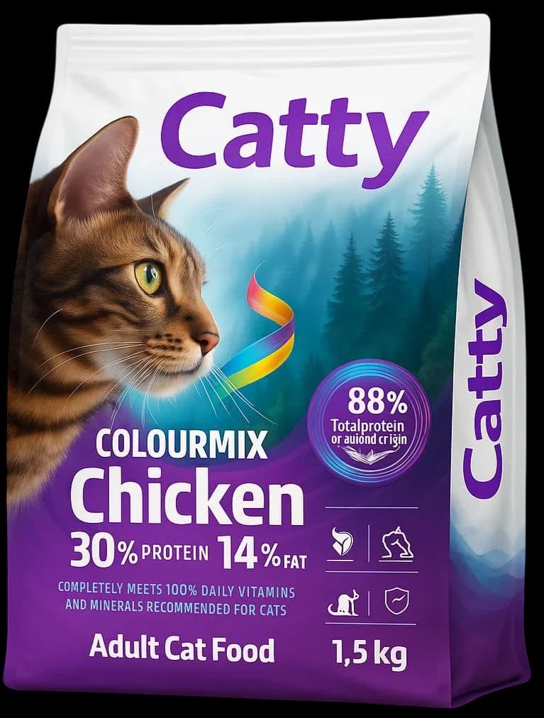 Adult Cat Dry Food Colourmix Chicken Flavour - 1.5kg