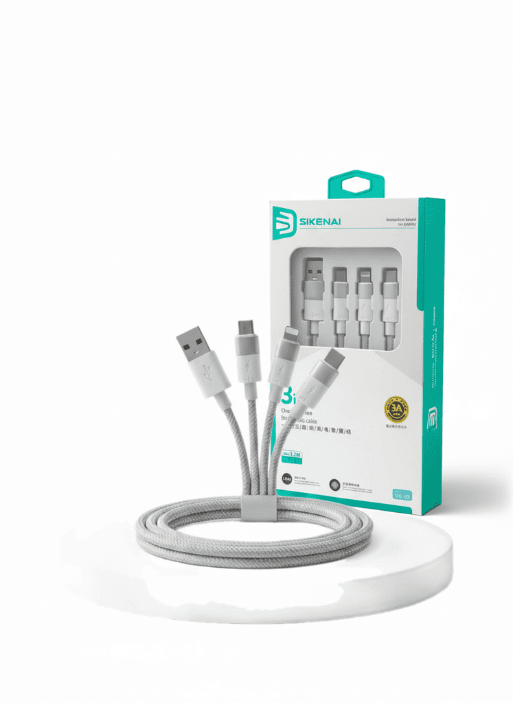 SIKENAI Three in one USB-A Cable VO-05 - White — photo 2