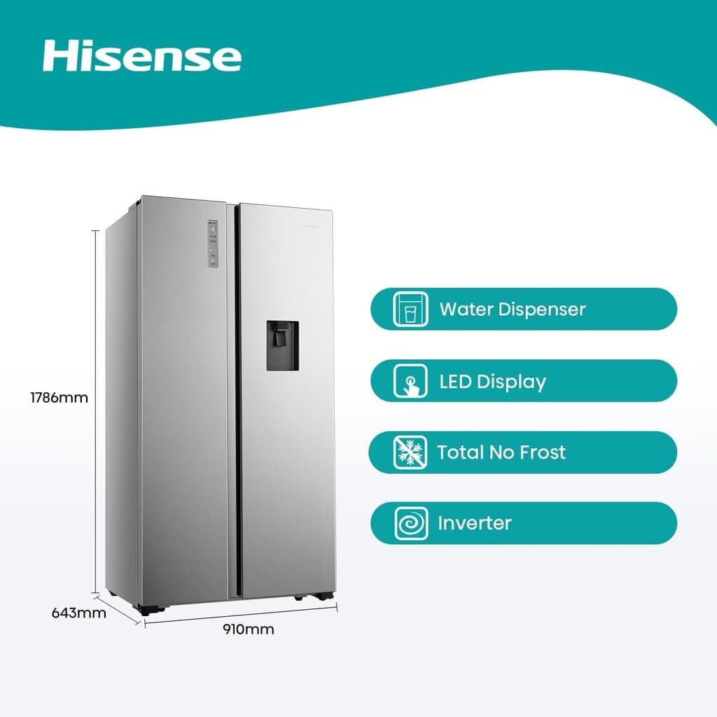 Hisense RS670N4WSU1 Side by Side Refrigerator - Silver 2