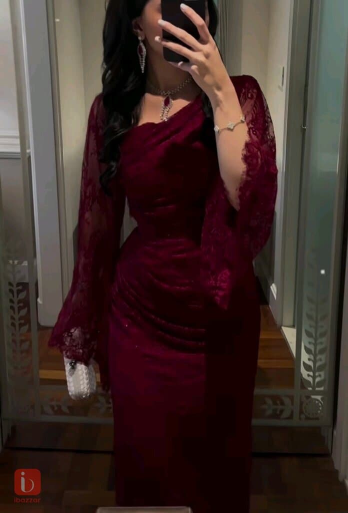 فستان دانتيل ماروني جديد قياس s