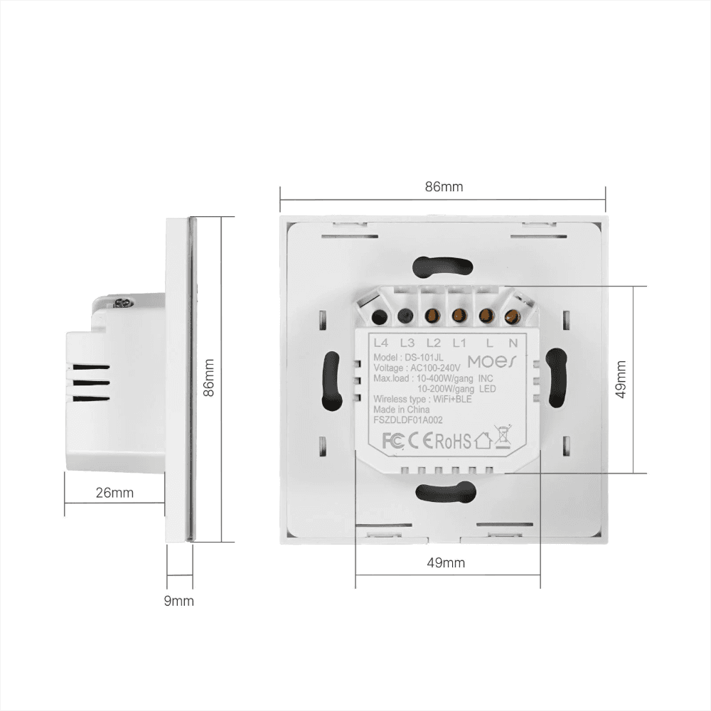 Smart Switch 4 gang WIFI+RF 9