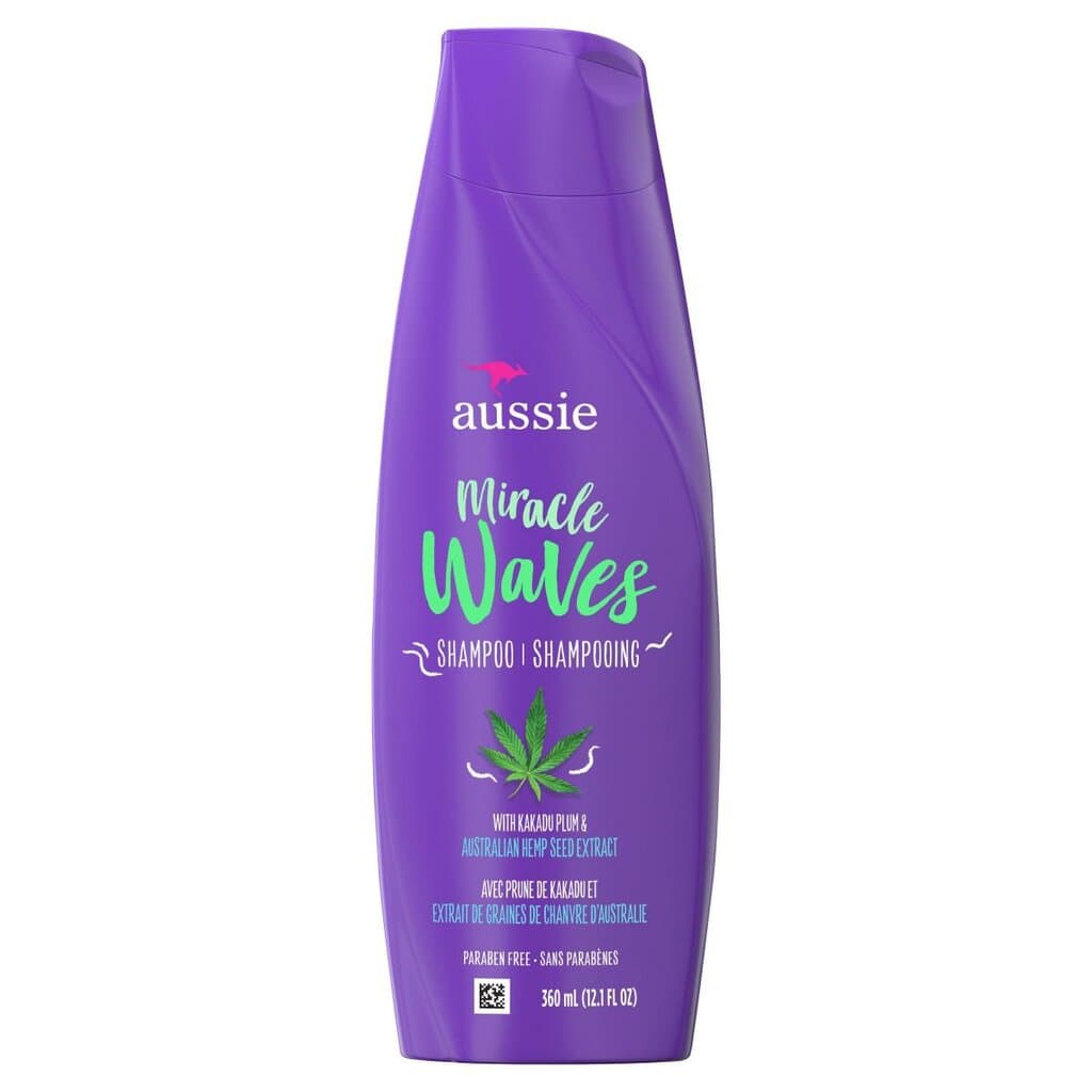Aussie Miracle Waves Anti-Frizz Hemp Paraben-Free Shampo - 360ml