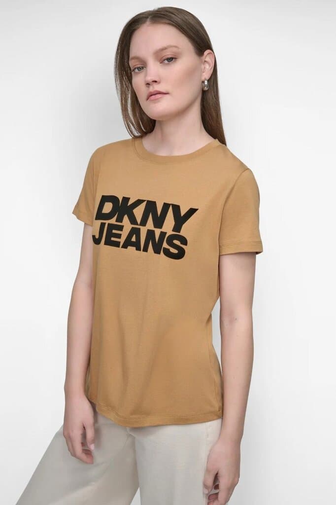DKNY FLOCKED LOGO TEE/S
