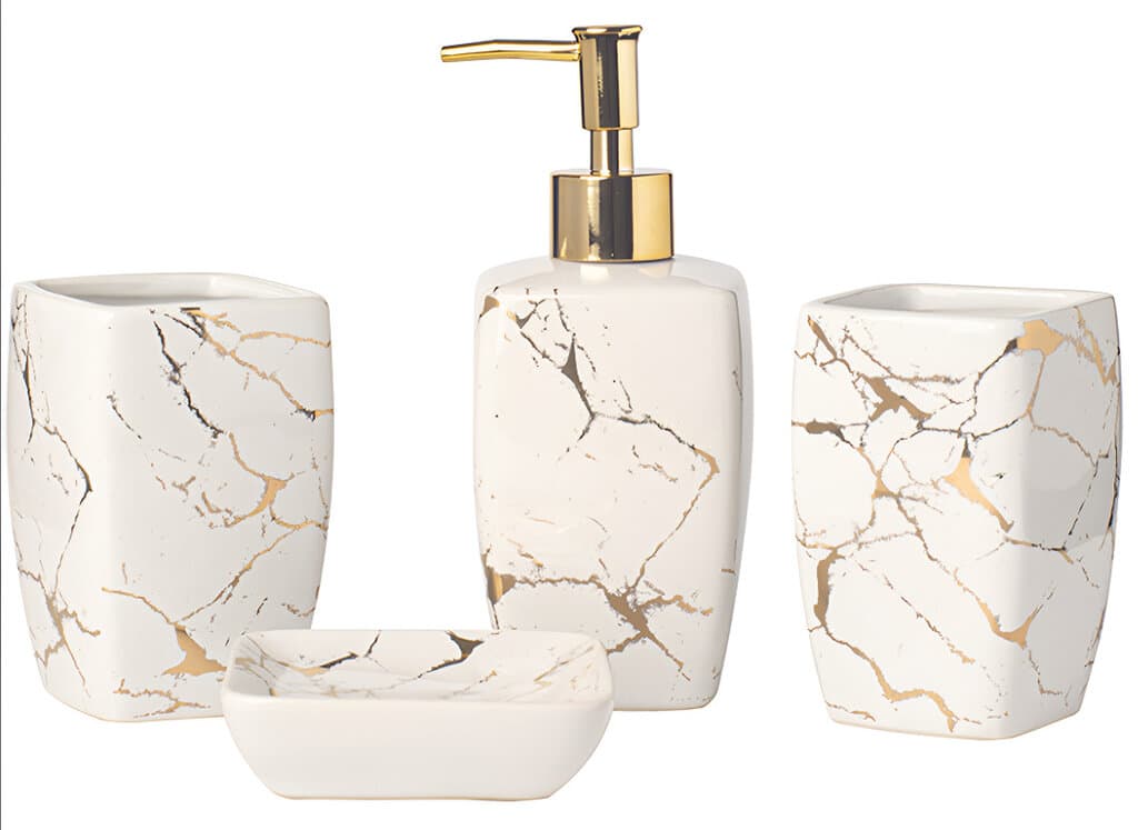 Oster Bathroom Accessory Set - White & Gold - SMT-176