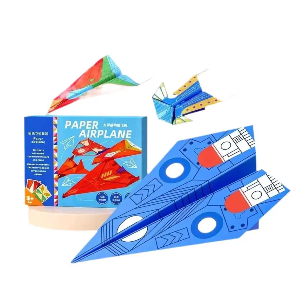 Paper airplane origami kit cartoon