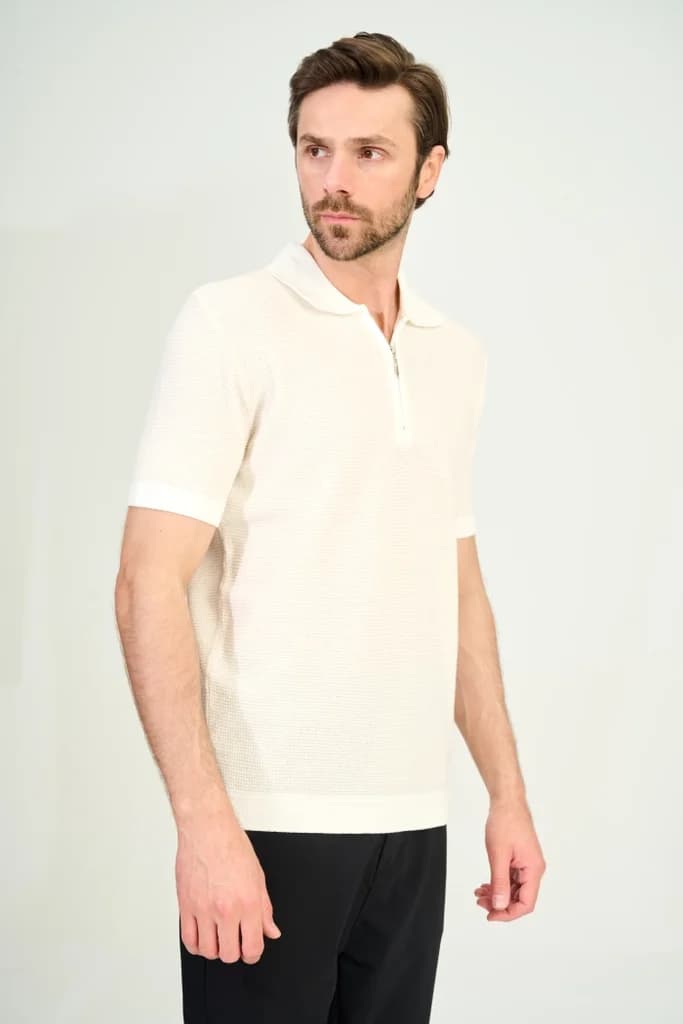 Zindi Men's Knit Polo T-Shirt - Off White - M