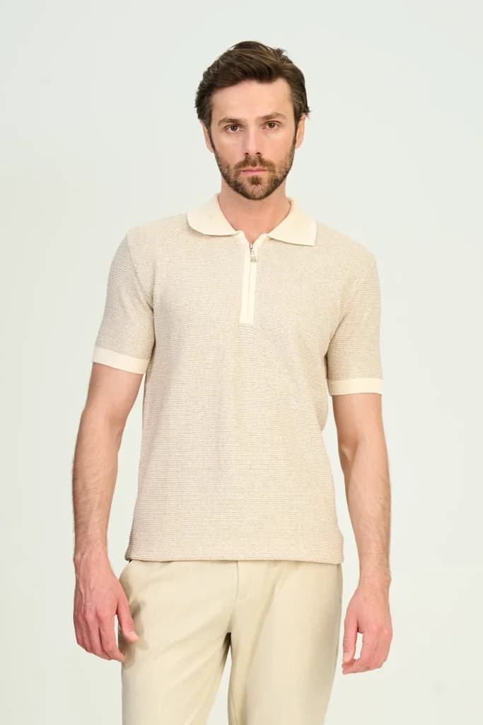 Zindi Men's Knit Polo T-Shirt - Mink - M