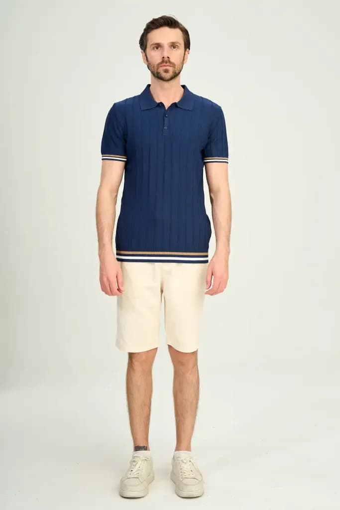Zindi Men's Knit Polo T-Shirt - Navy Blue - M 2
