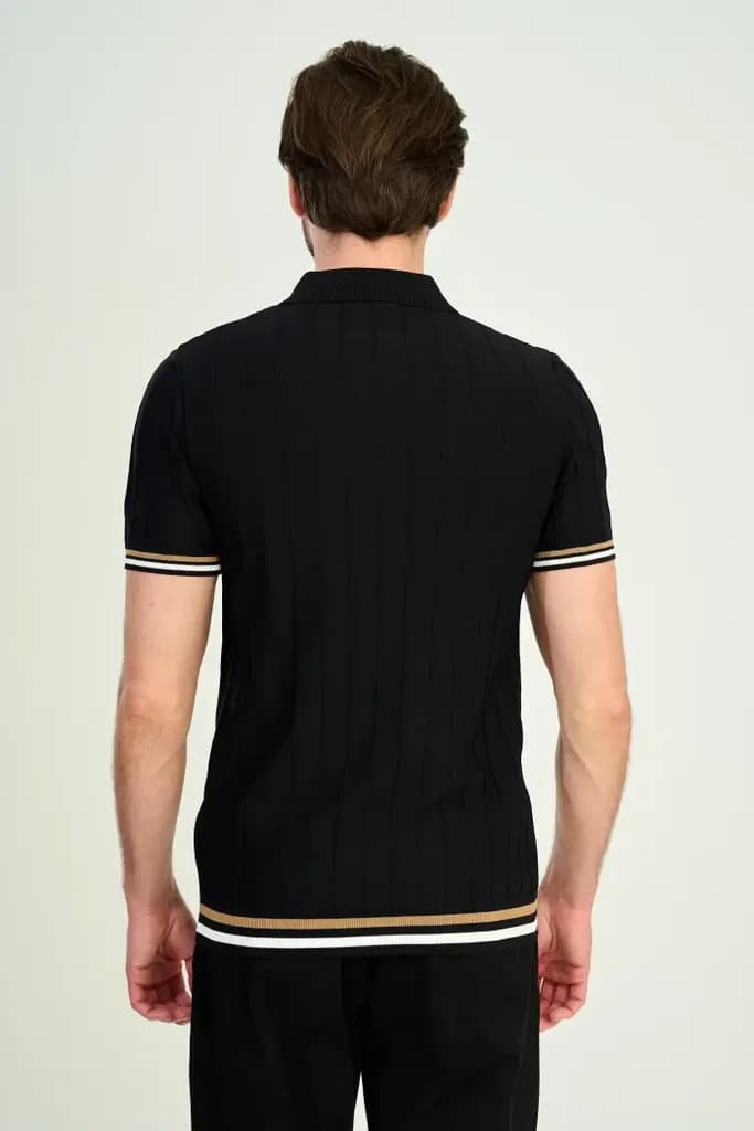 Zindi Men's Knit Polo T-Shirt - Black - M 4