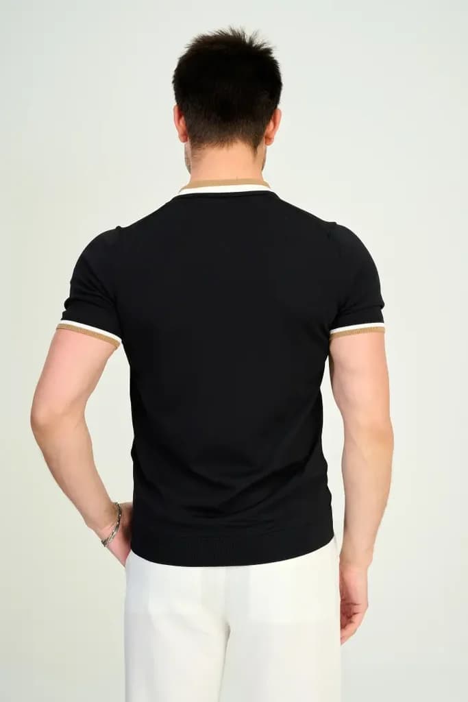 Zindi Men's Knit Polo T-Shirt - Black - M 3