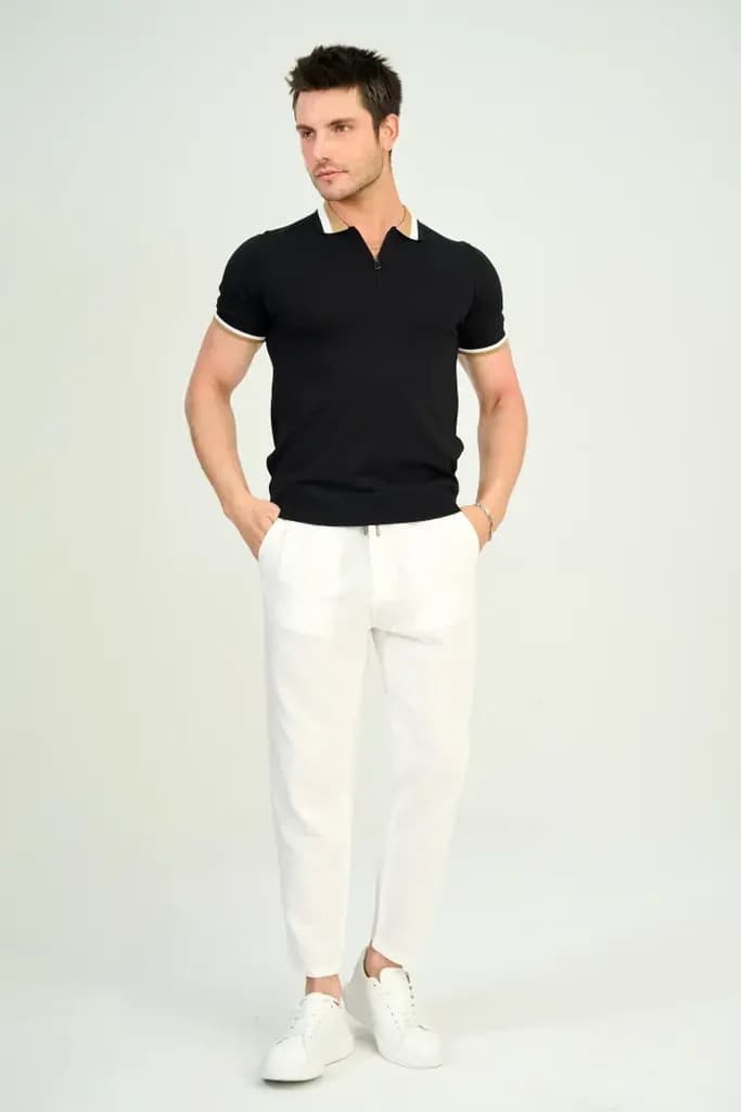 Zindi Men's Knit Polo T-Shirt - Black - M 4