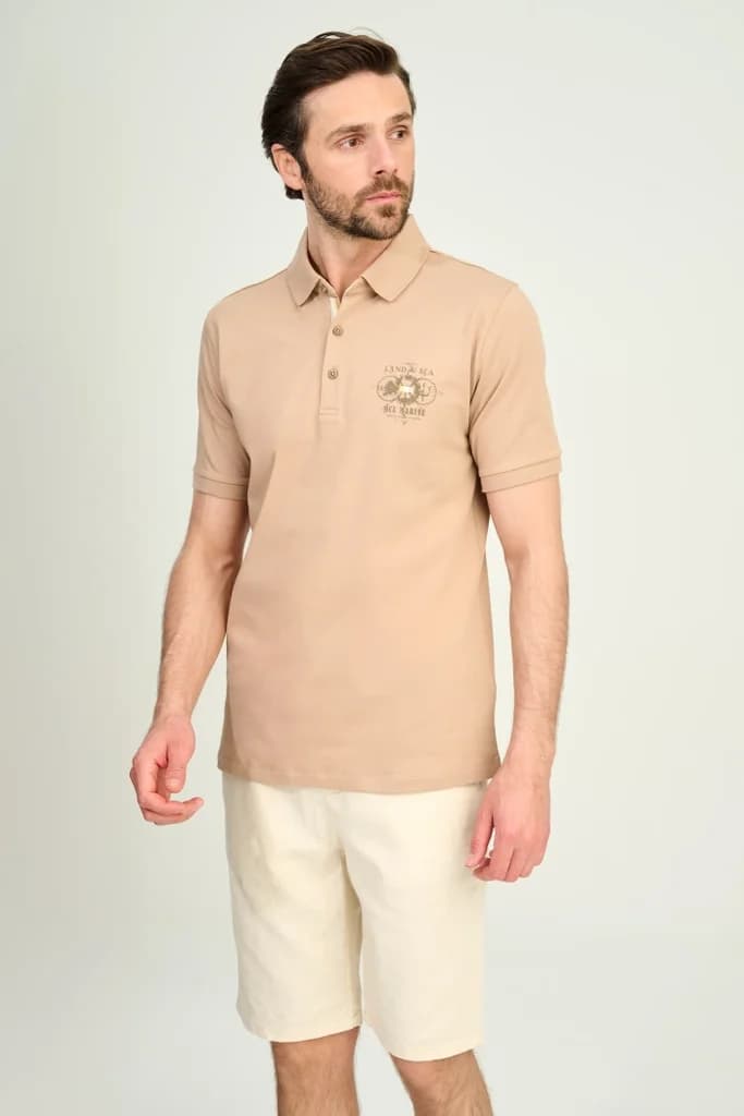 Zindi Men's T-Shirt Polo - Dark Beige - M