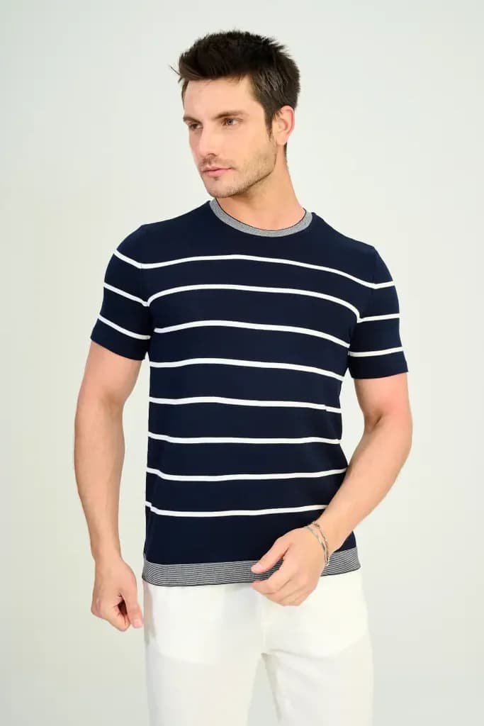 Zindi Men's Knit T-Shirt - Navy Blue - M 2