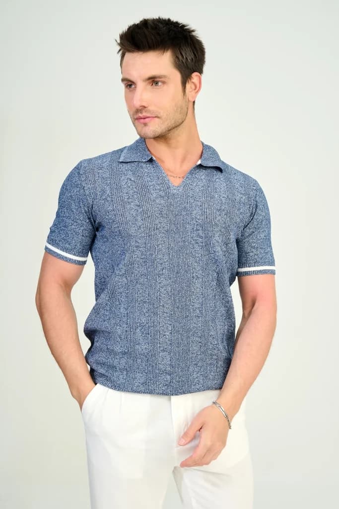 Zindi Men's Knit T-Shirt - Indigo - M