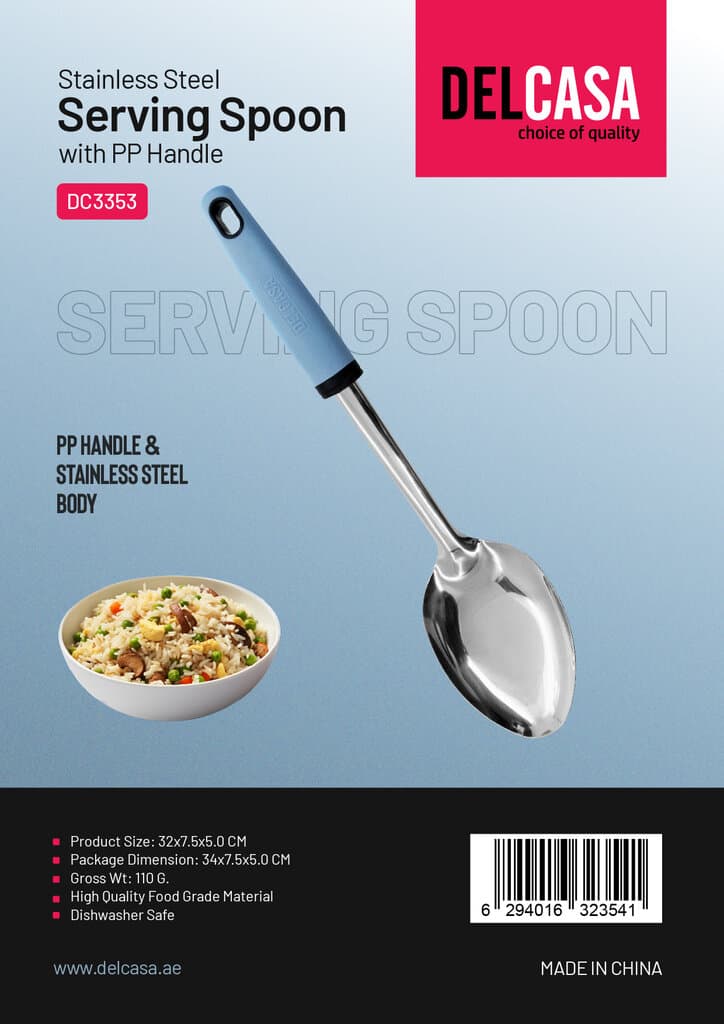 Delcasa Serving Spoon Stainless Steel - DC3353 (Blue/Silver) 6