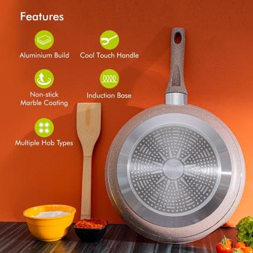 Royalford Fry Pan 28 cm Granite Nonstick - RF9465BGE (Beige) 4