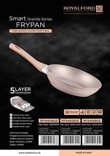 Royalford Fry Pan 28 cm Granite Nonstick - RF9465BGE (Beige) 5