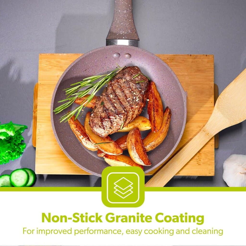 Royalford Fry Pan 24 cm Granite Nonstick - RF9463BGE (Beige) 3