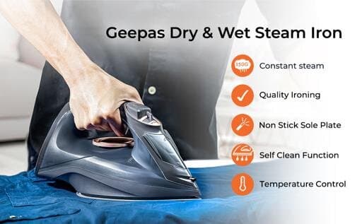 Geepas 2-in-1 Steam Iron Ceramic Soleplate - GSI7703 8