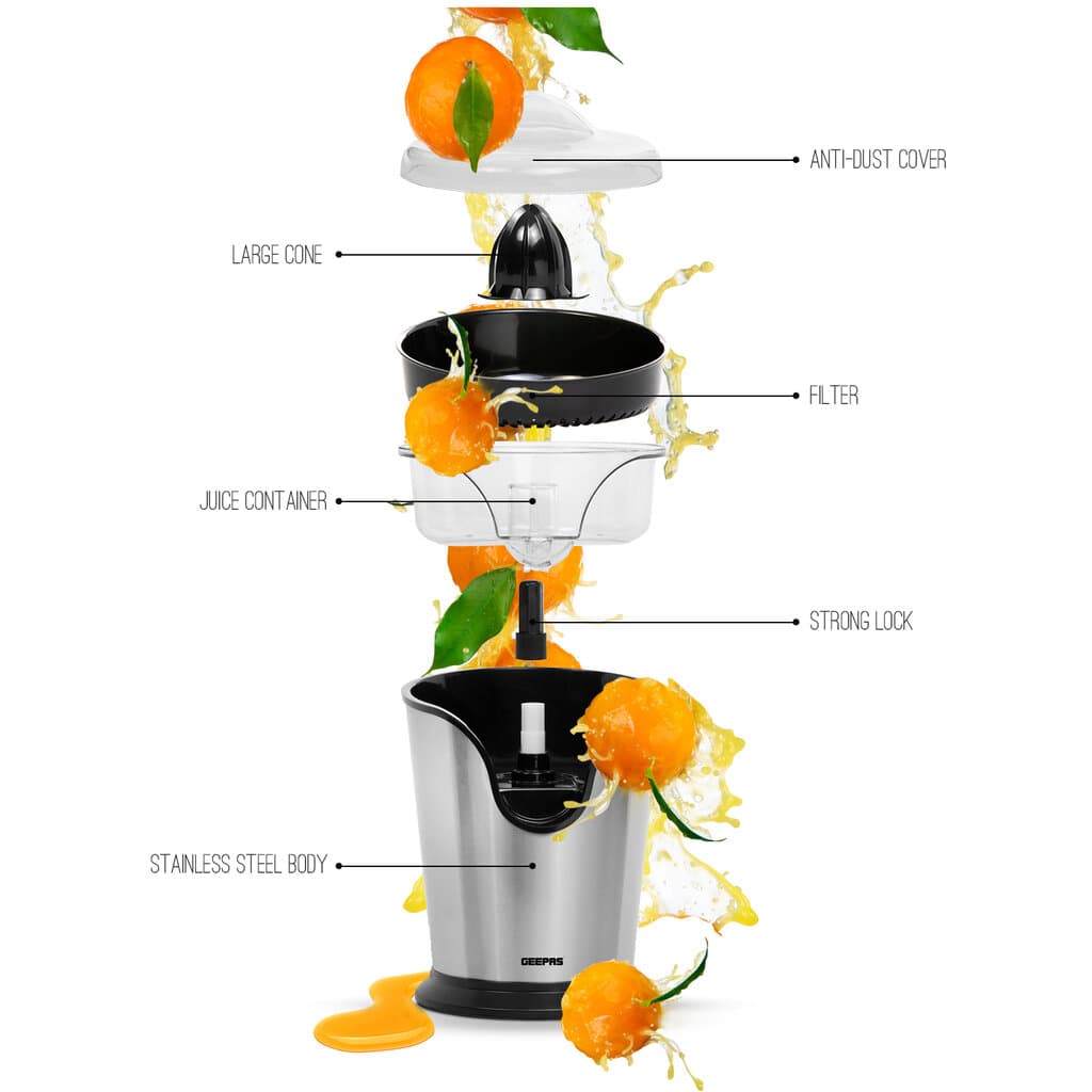 Geepas 100W Citrus Juicer Stainless Steel - GCJ46013UK (Silver) 7
