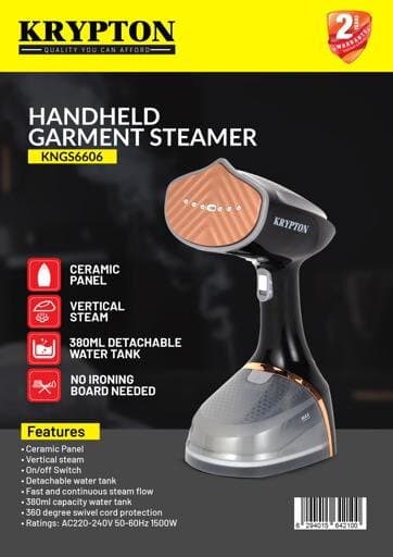 Krypton Garment Steamer 1500W 380 ml - KNGS6606 (Black) 7
