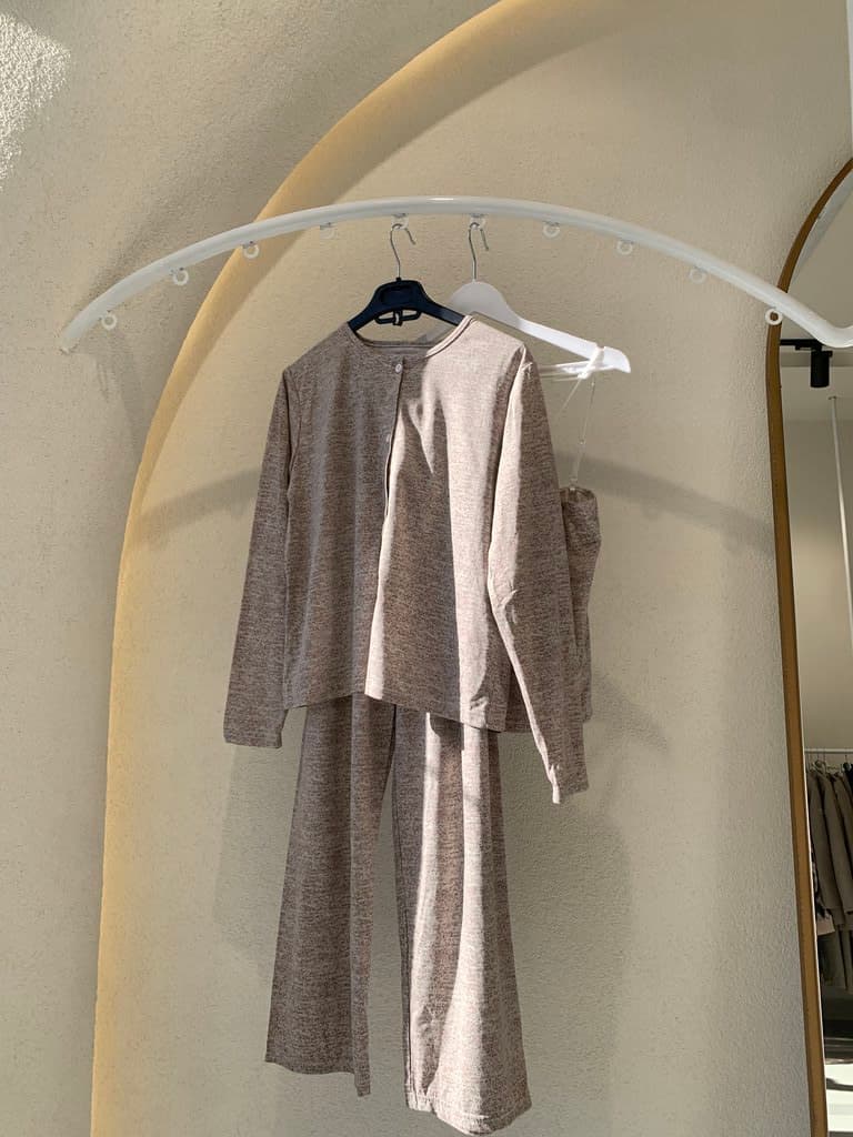 Women's 3 Piece Cotton Pajama Set - Brown (S)