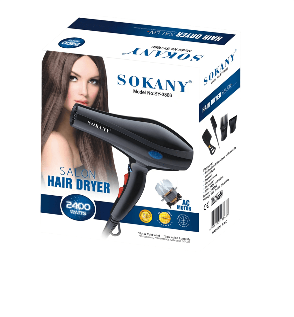 SOKANY Professional Hair Dryer 2400W - SY-3866 (Black) 2