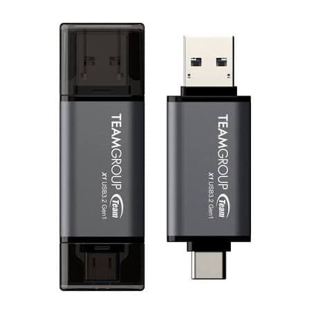 TEAMGROUP X1 64GB USB 100MB/s 3.2 Gen 1 Type A & Type C (3.1/3.0) OTG Dual Interface USB Flash Drive