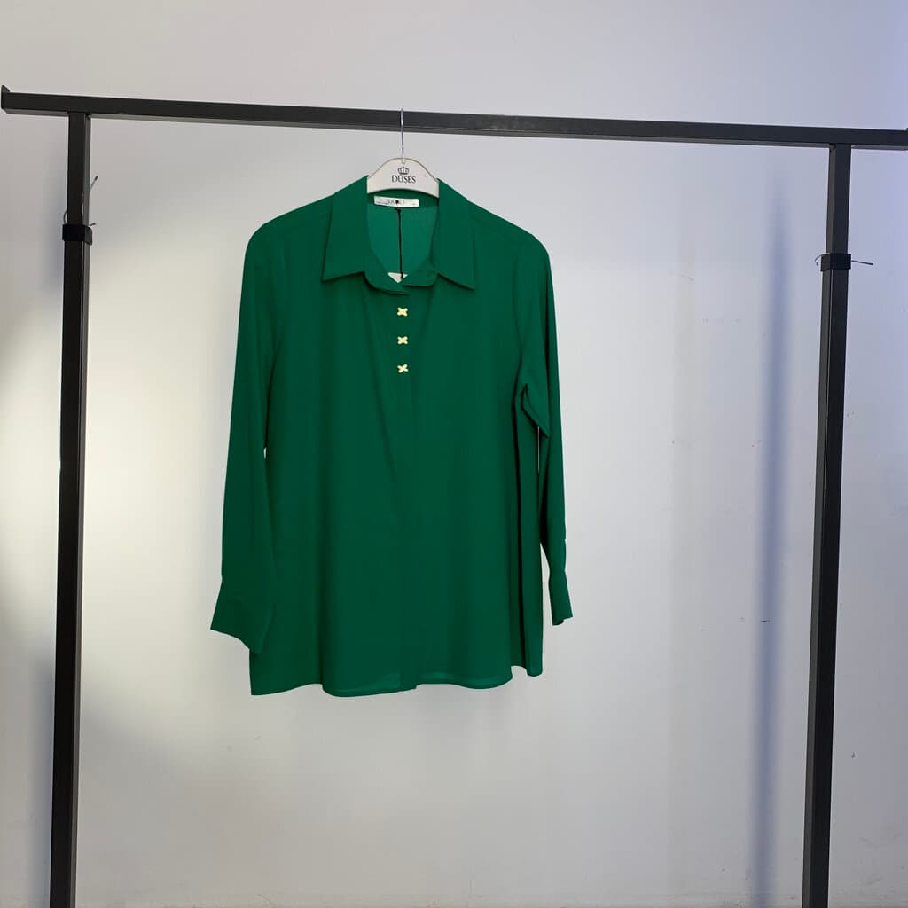 DÜŞES Women's Blouse - Green, Size 46