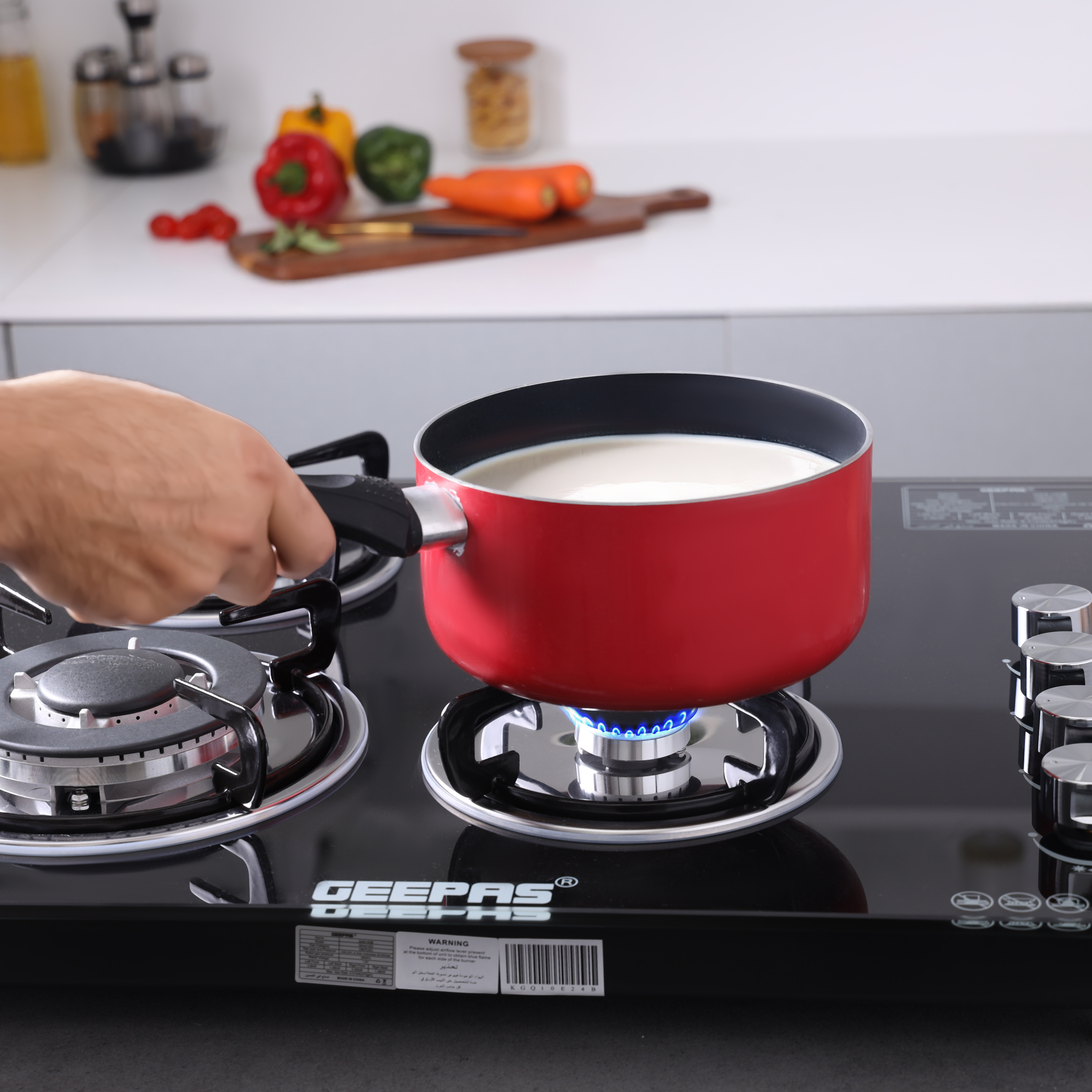 Geepas 4-Burner Gas Cooker Glass Top - GK4410 (Black) 7