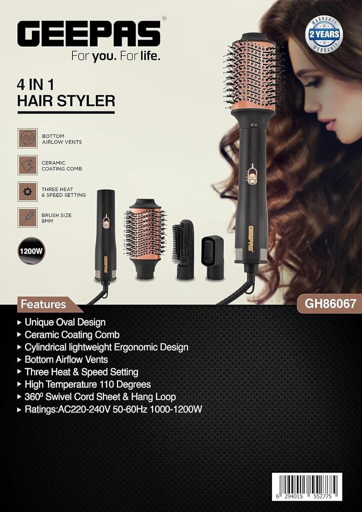 Geepas 4-in-1 Hair Styler - GH86067 (Black) 6