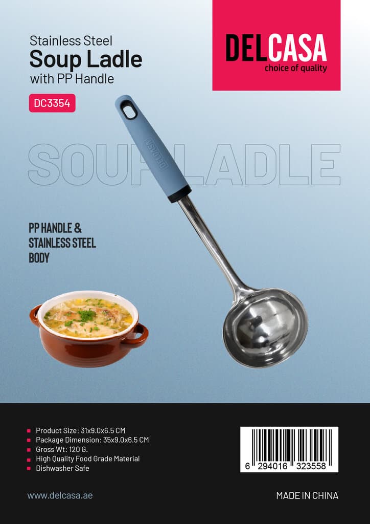 Delcasa Soup Ladle Stainless Steel - DC3354 (Blue) 4
