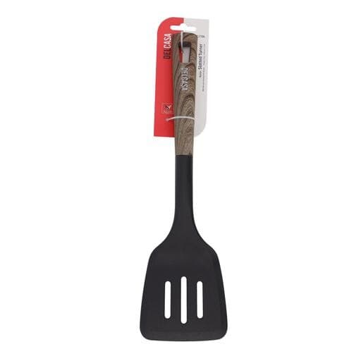 Delcasa Nylon Slotted Turner Wooden Handle - DC2706 (Black) 2