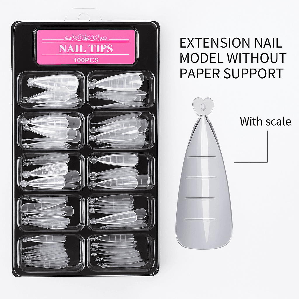 100Pcs/box Full Cover Sculpted Nail Tips Fake Finger Nails Extension Tip Quick Building Mold
