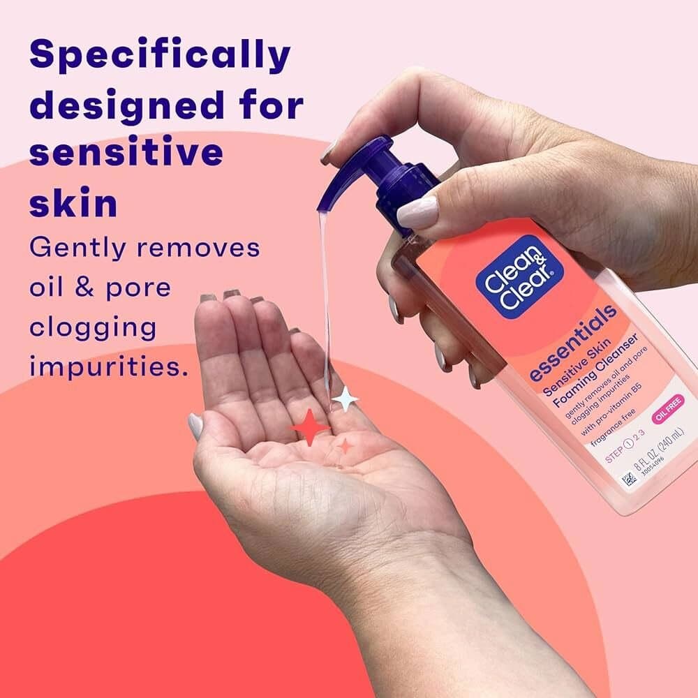 Clean & Clear Essentials Oil-Free Foaming Facial Cleanser, Daily Face Wash/240ML 3
