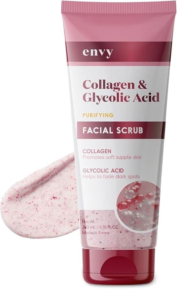 Envy Collagen & Glycolic Acid Face Scrub -Exfoliating Scrub/200ML