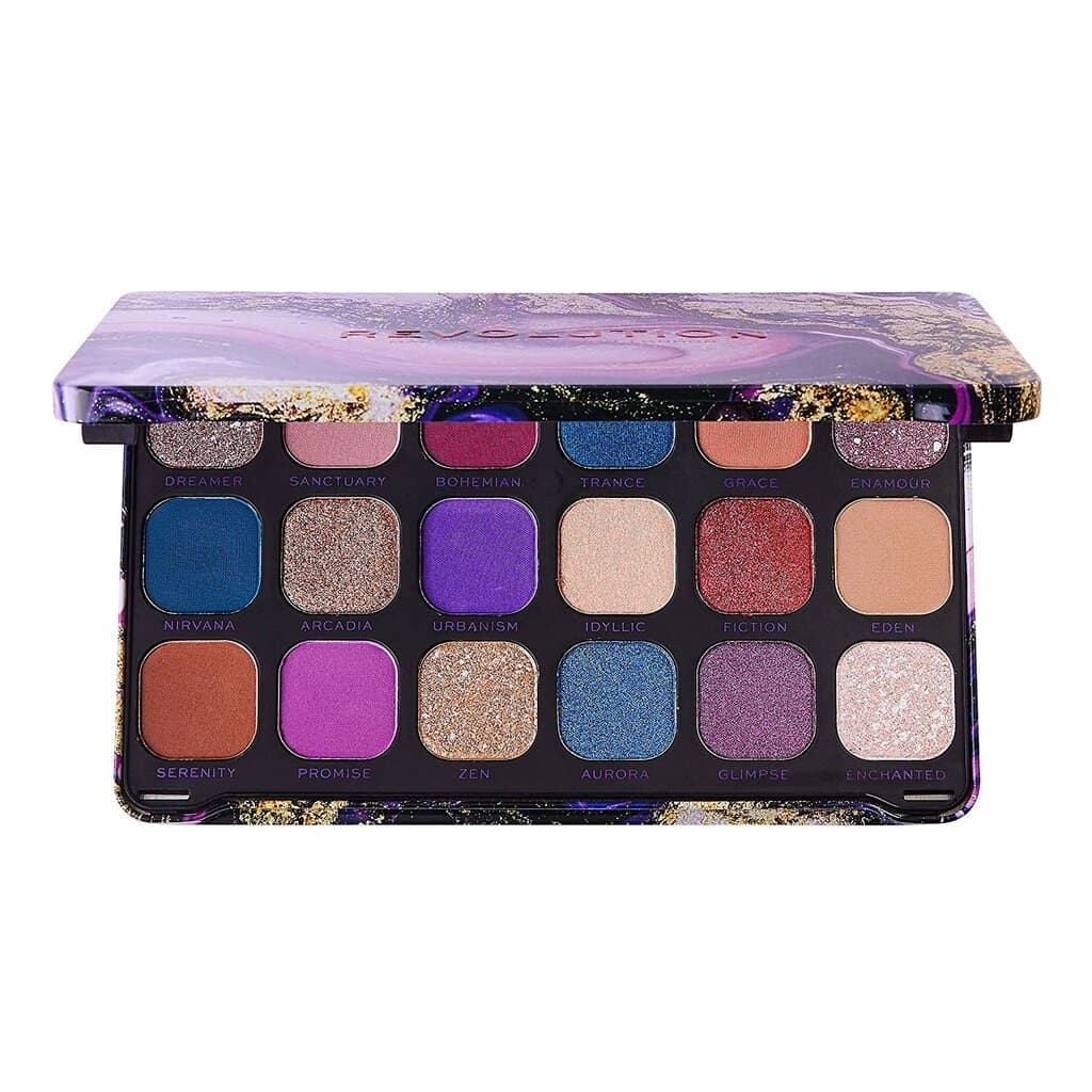 Makeup Revolution  Forever Flawless Eyeshadow Palette, Eutopia, Matte & Shimmer Hues, 18 Pigment-Rich Shades, Cruelty-Free