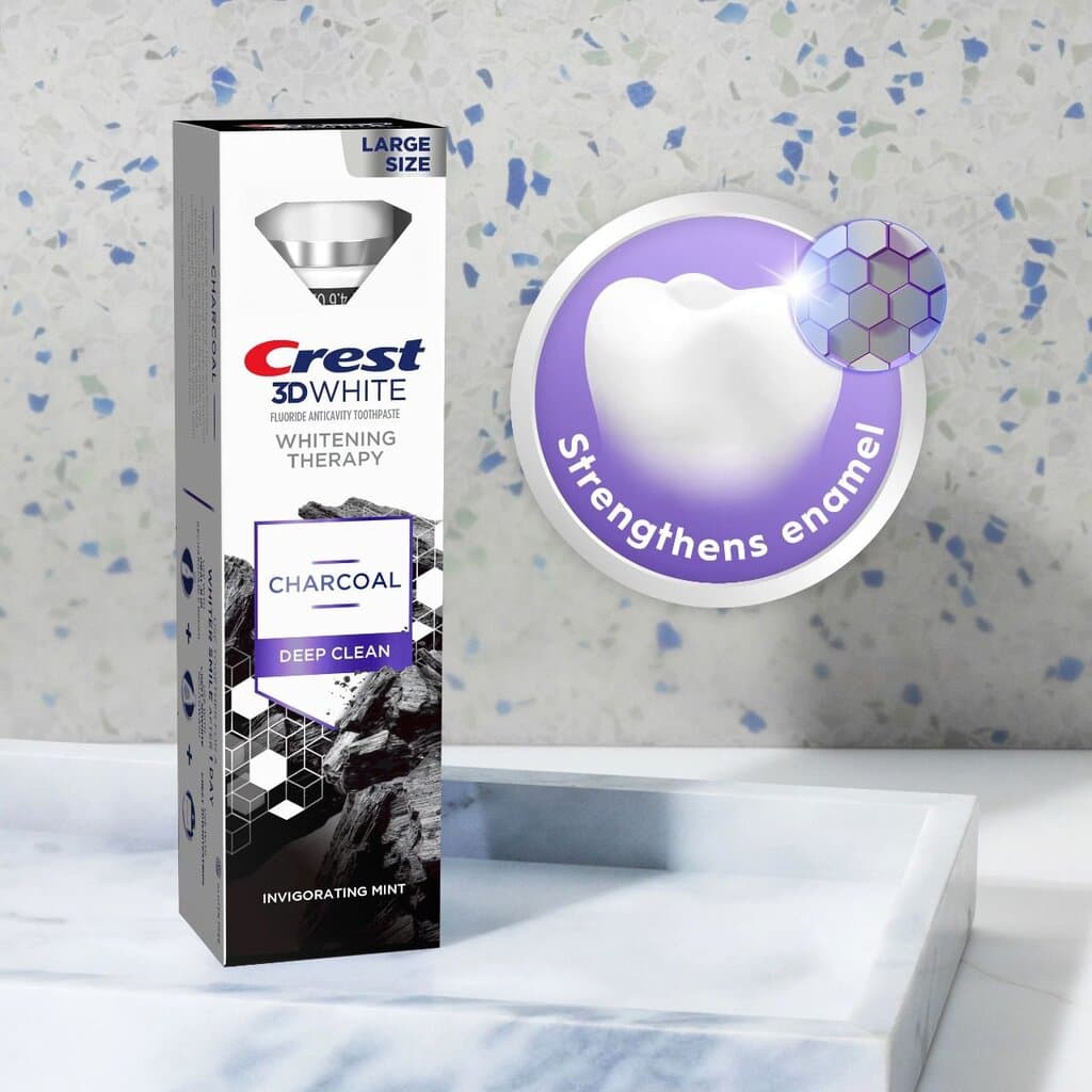 Crest 3D White Whitening Therapy Charcoal Deep Clean Mint Toothpaste/130G LARGE SIZE