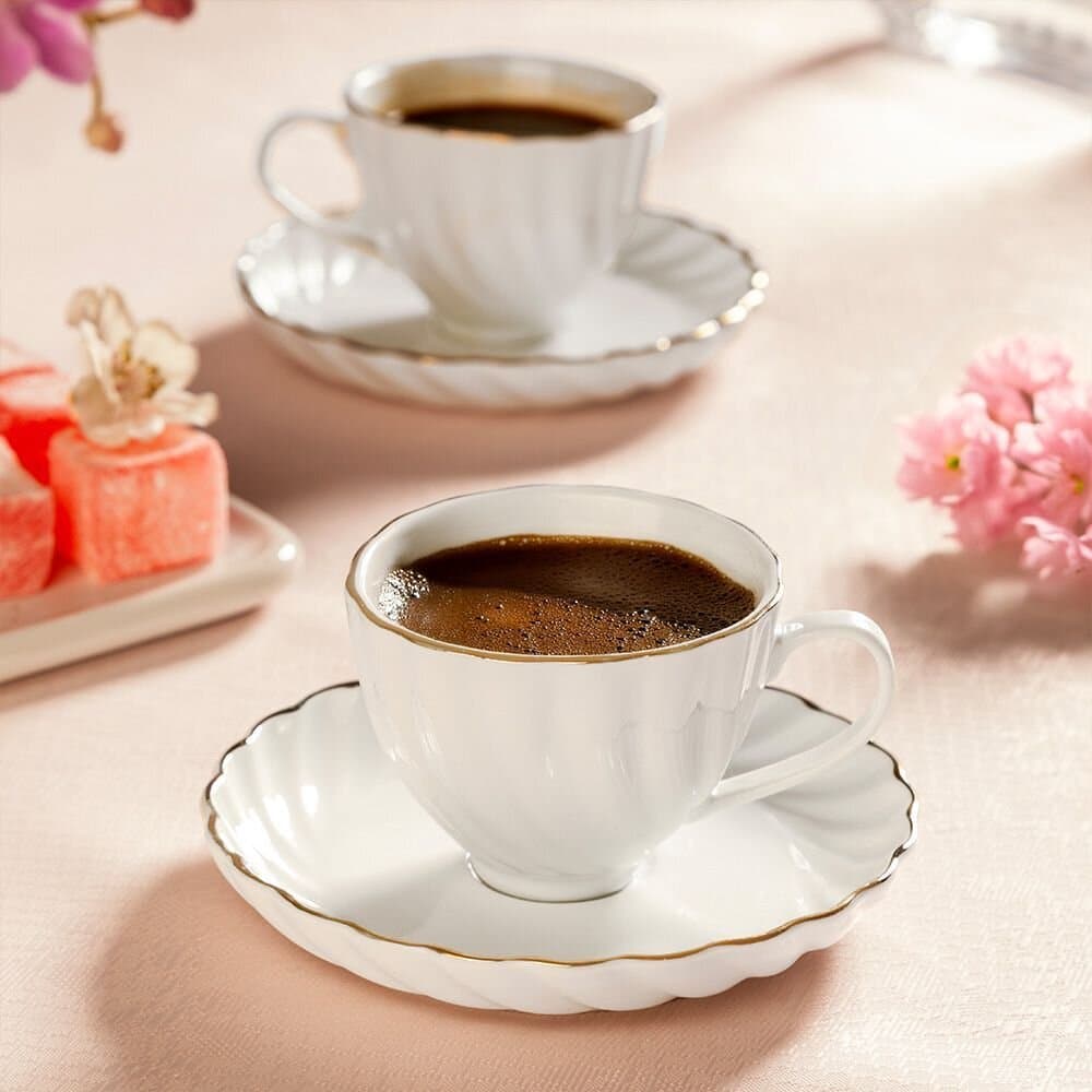 Nehir Yasemin 12 Piece Porcelain Coffee Cup Set