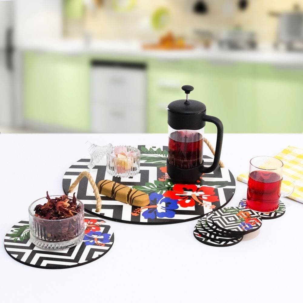 Planet X Wooden And Glass Patterned American Service 8 Prc