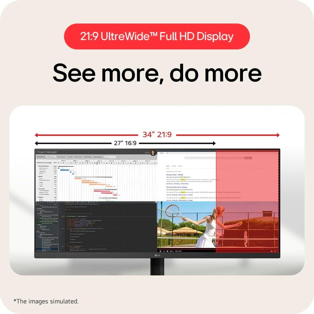 LG Monitor 34 34U511A-B INCH FHD UltraWide IPS FHD 100HTZ 2