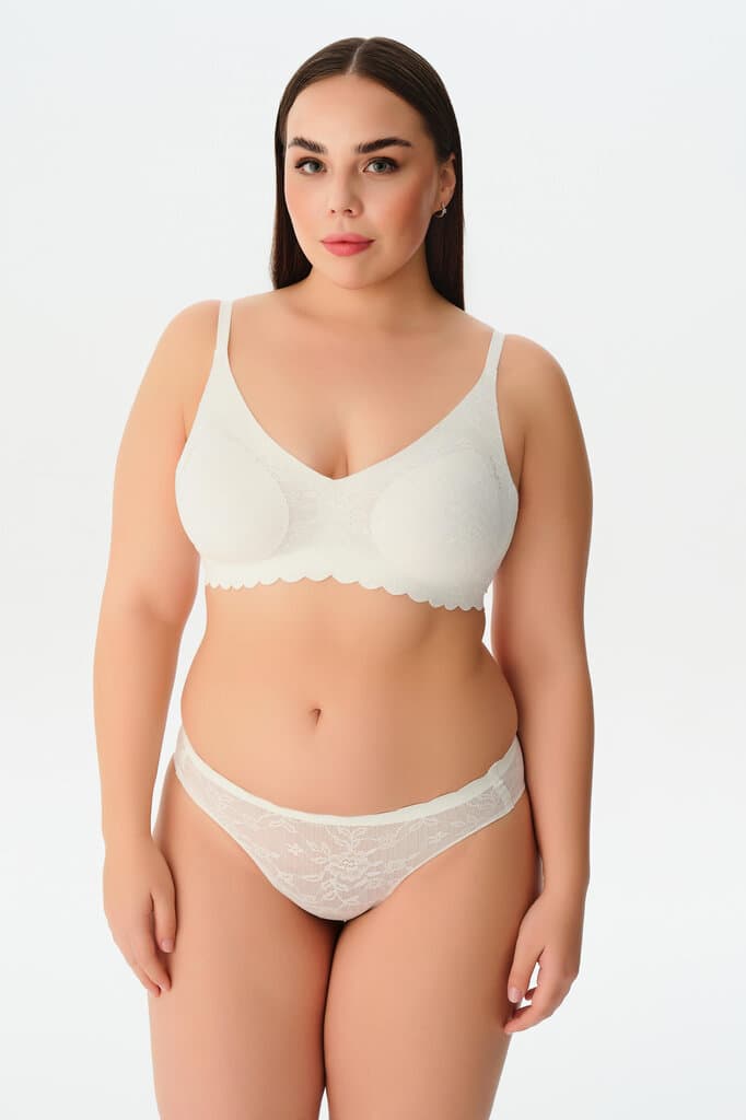 Suwen Ecru Invisible Lacy Soft Slip Panty - S 2