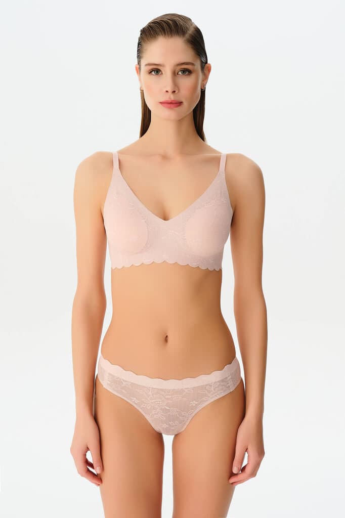 Suwen Powder Pink Invisible Lacy Soft Slip Panty - S 2