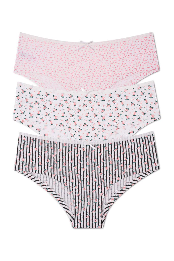 Suwen Soft Flower 3 P Printed Short Multipack Panties - XL
