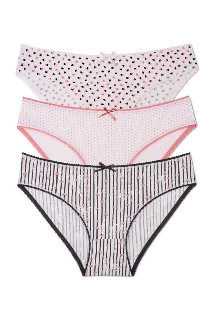 Suwen Heart Bomb 3 P Printed Slip Multipack Panties - XS