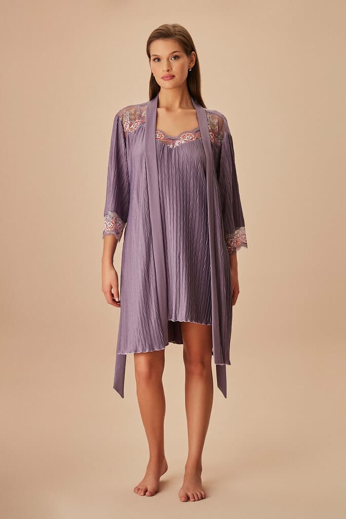 Suwen Lilac Gardenia Morning Gown Morning Gown - XL