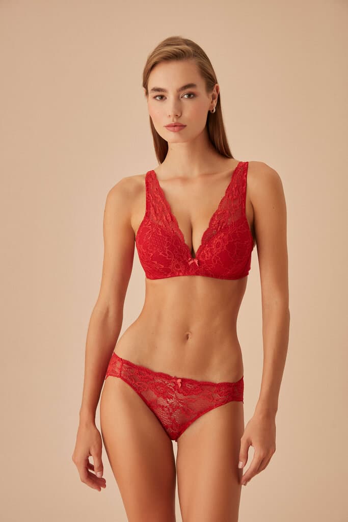 Suwen Terracotta Lacy Soft Bra Bra - 75-C