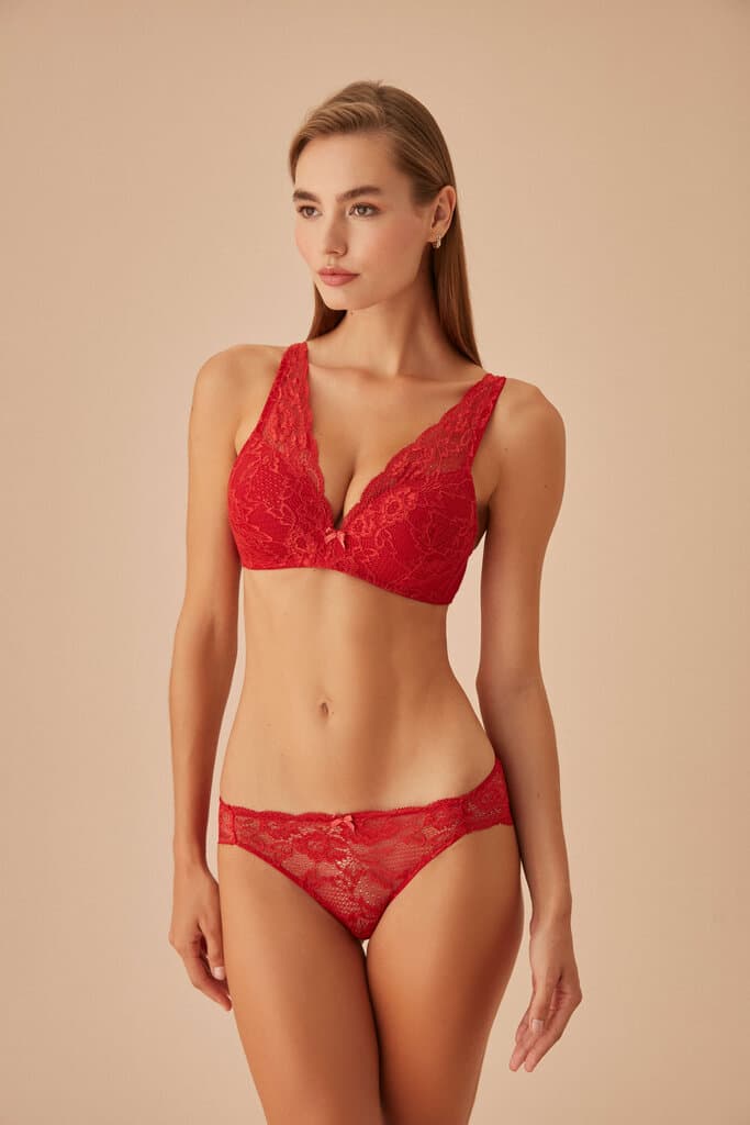 Suwen Terracotta Lacy Soft Bra Bra - 75-C 2